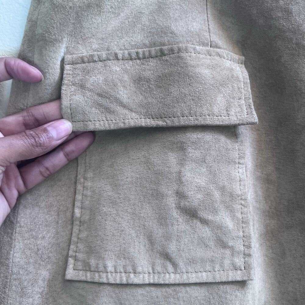 Women's Beige Tan Leather Suede Mini Skirt MOSSIMO Casual Western Boho 14 NWT - Picture 4 of 8